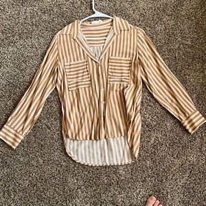 Million, striped mustard, long sleeve button up